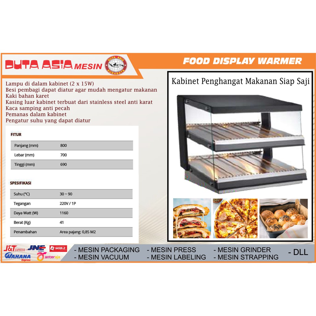 MESIN ETALASE PENGHANGAT MAKANAN DENGAN  DESAIN LAMPU ITERIOR (DISPLAY AREA 0,85 M2)