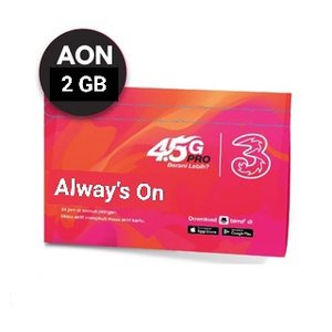 Kartu Perdana 3 THREE TRI AON 2GB Masa Aktif Kuota 1 Tahun/2 AON 2 Setahun Always On/PERDANA TRI