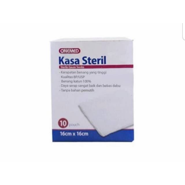 Kasa Steril OneMed ukuran 16x16cm kemasan dus isi 10 lembar