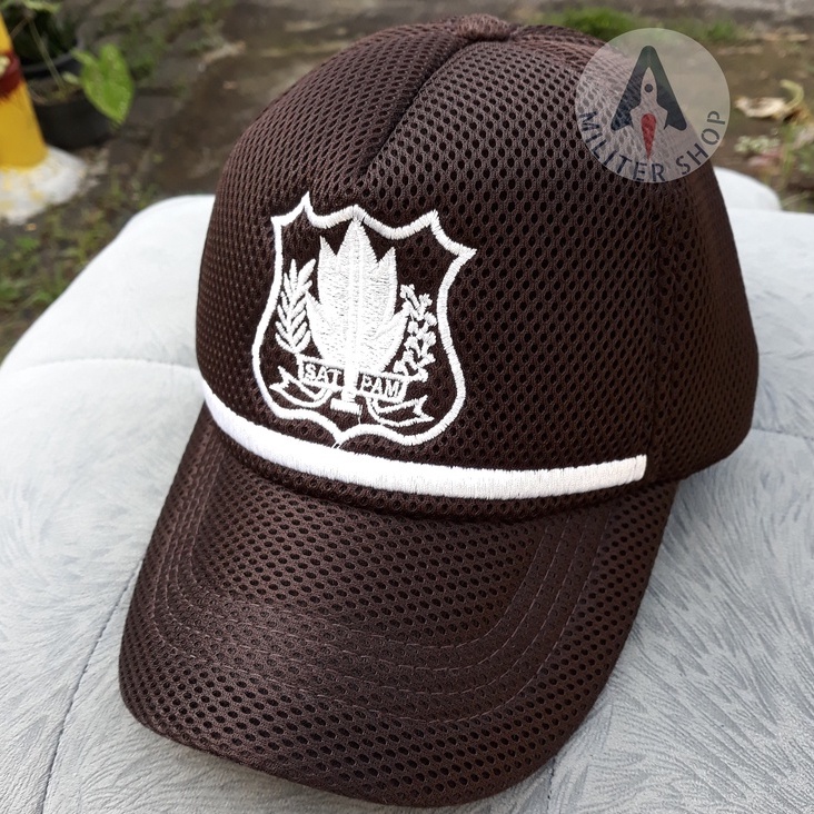 Topi Coklat Satpam - Topi Satpam Security Baru