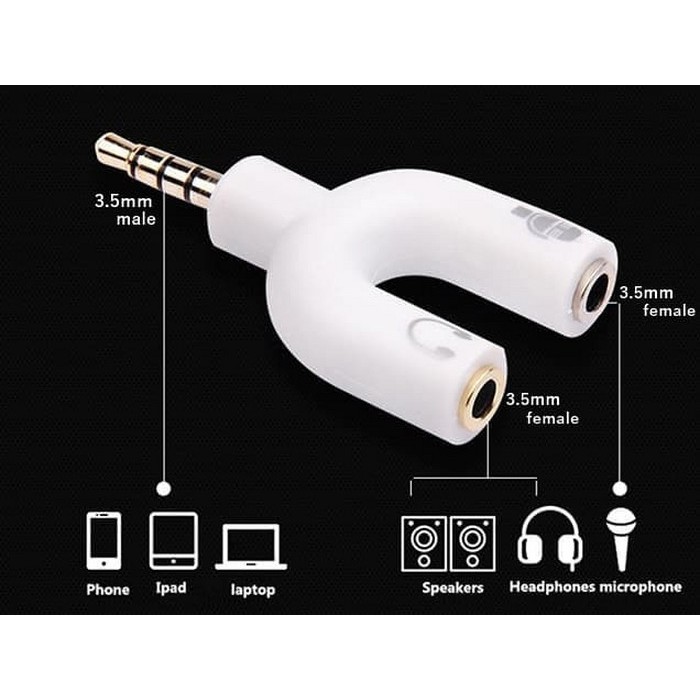 SPLITTER MIC SPLITTER AUDIO SHAPE 3.5mm HEADPHONE MIC