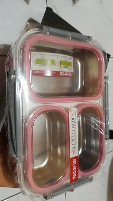 Kotak Bekal Lunchbox Stainless Anti Tumpah Tedemei 6540  Pink Green Blue