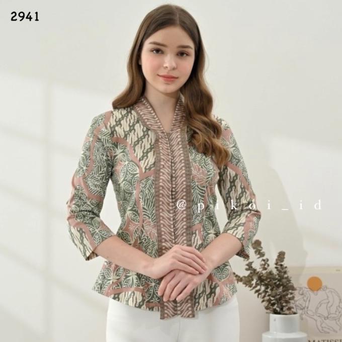 baju batik wanita lengan panjang / atasan batik kantor seragam pendek Termurah