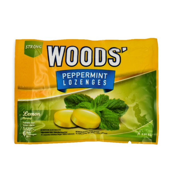 

WOODS Peppermint Lozenges Lemon Candy - Permen Rasa Mint 6 Butir