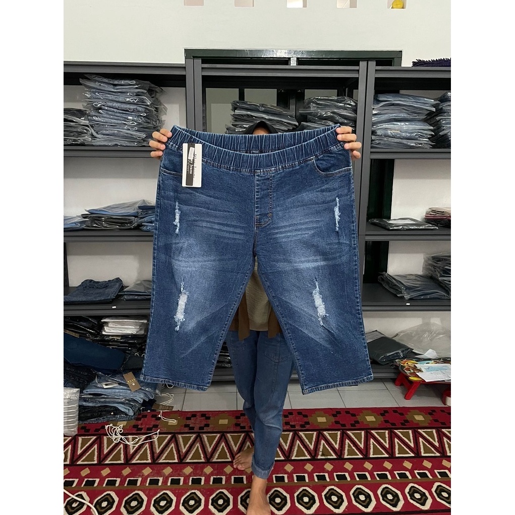 Celana Wanita 7/8 Jeans Sobek Jumbo Celana Wanita 7/8 Whisker Ripped Jumbo