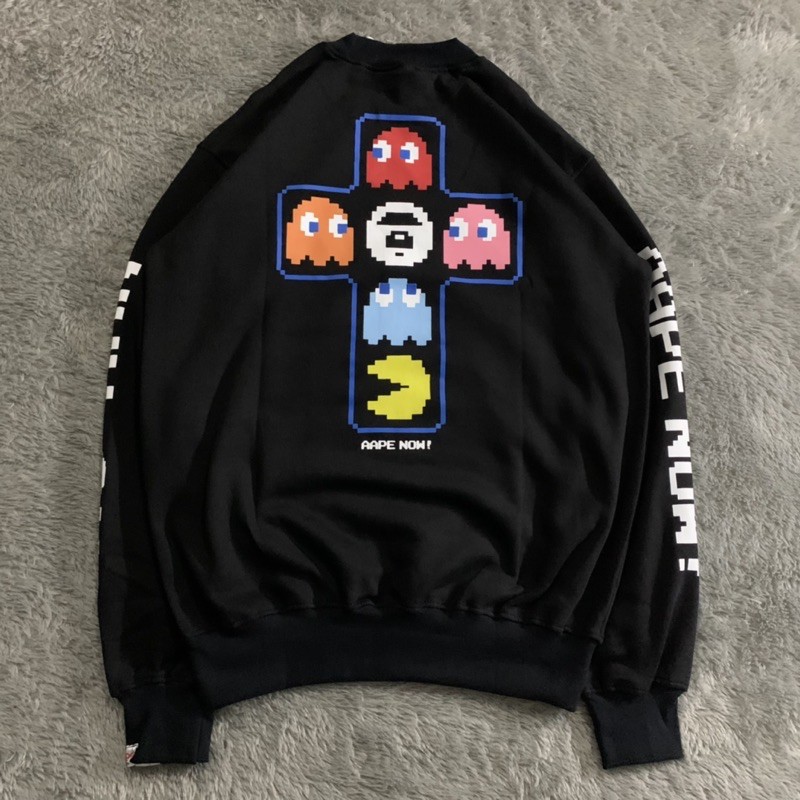 SWEATER CREWNECK AAPE BATHING APE PACMAN FULLTAG &amp; LEBEL