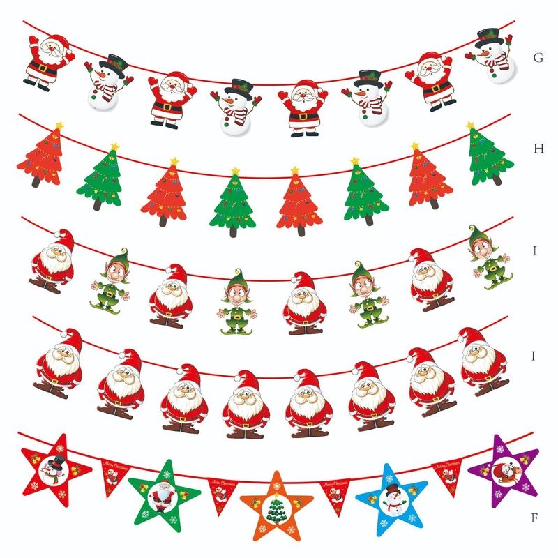 3M Multi Style Christmas Hanging Banner Xmas Party Pull Flag / Christmas Home Decoration Products Bunting