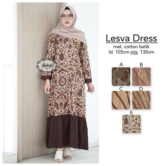 Lesva Elsire Gamis Sogan Premium Sarimbit Batik Modern Seragam Muslim