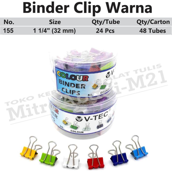 

BINDER CLIP VTEC 155 WARNA