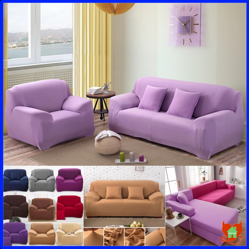 SOFA COVER FULL COLOUR Sarung Elastis Pembungkus Dekorasi Sofa Ruang Tamu COVER SOFA SEATER D348