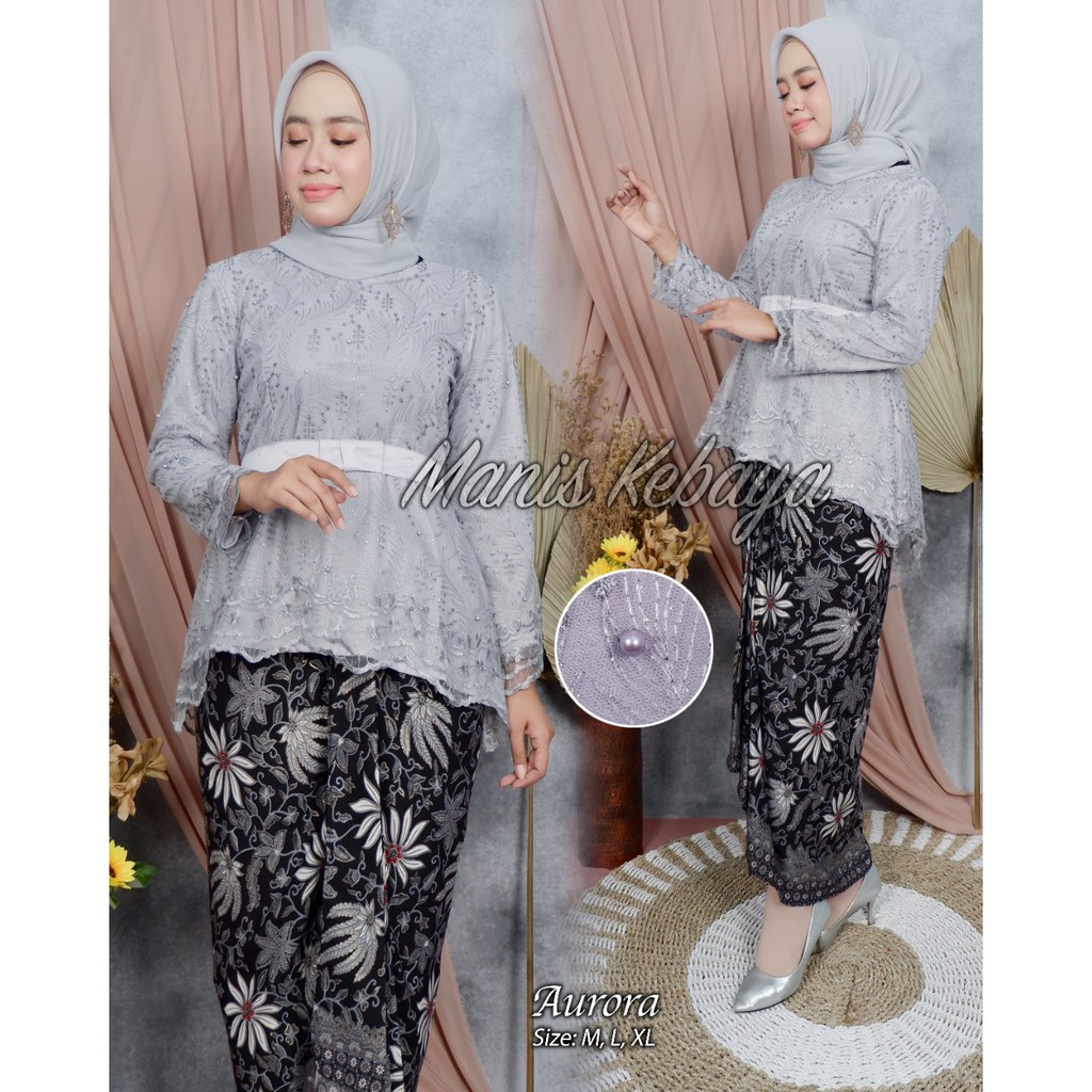 PROMO SET KEBAYA TULLE PINQUIN / SET KEBAYA TULLE MUTIARA BORDIR PINQUIN