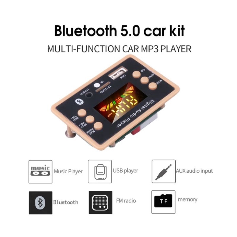 xon papan modul amplifier mini bluetooth mp3 player 5v 9v 12v 24v digital audio power speaker pasif