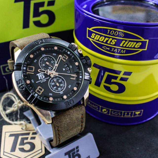 Jam T5 H 3637 original jam tangan pria T5 H3637 chronograph bergaransi free tin box