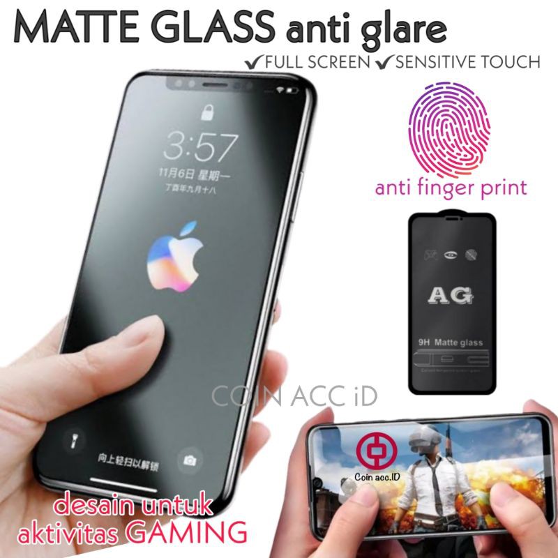 AG MATTE Tempered Glass IPHONE XR/X/XS MAX/11/14 pro max/8 plus/7 plus/6/6s + 12 mini - anti glare/minyak clear doff full screen