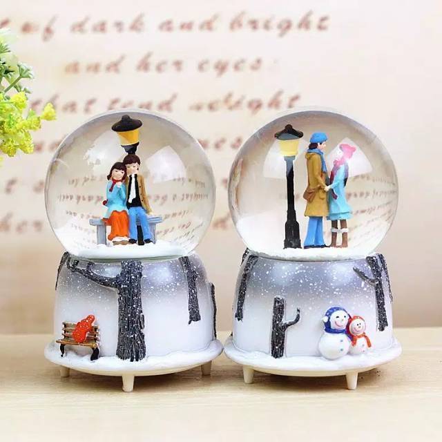 Bola kristal salju Snowball korea couple music box pasangan kotak musik romantis hadiah valentine