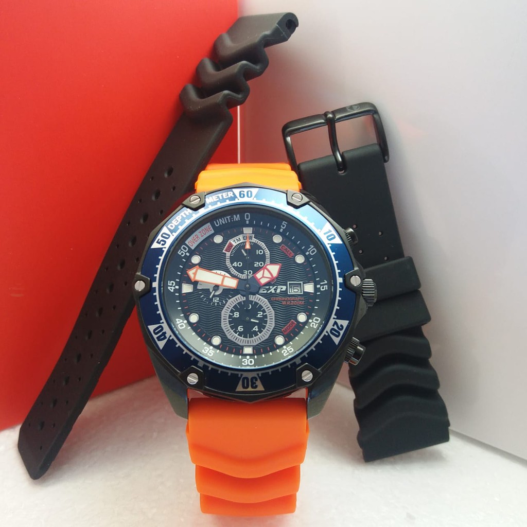 JAM TANGAN EXPEDITION EXP 3007 MCRIPBU BLACK BLUE ORIGINAL DIVER 200M
