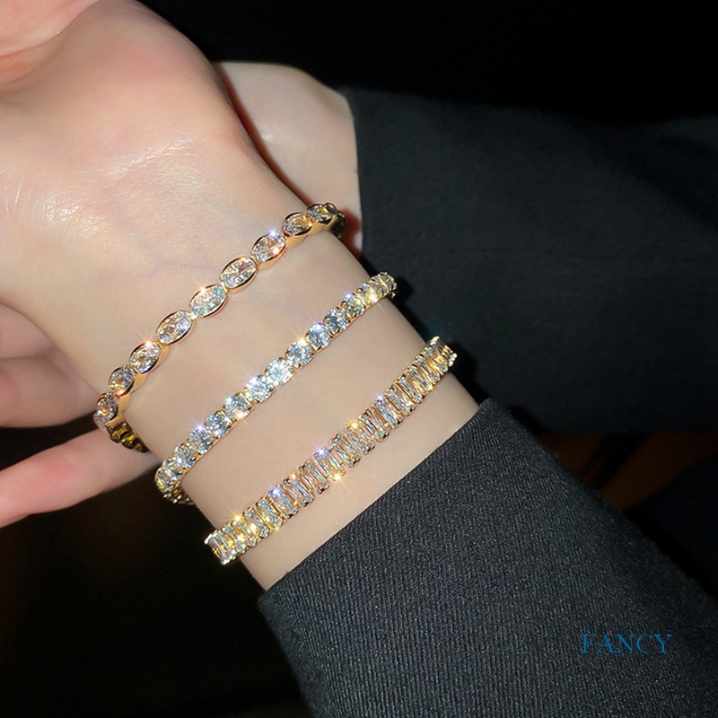 Gelang Bangle 925 Silver Zircon Adjustable Untuk Wanita