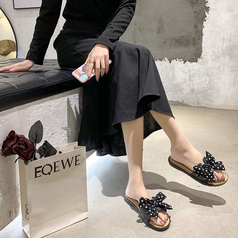 Sandal Fashion Slop Flat polakdot Korea Wanita Bahan Karet Import High Quality