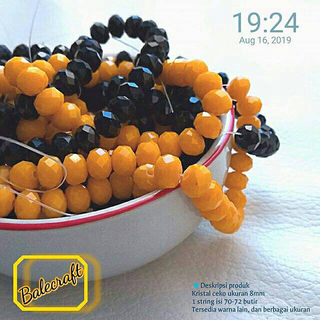 1 strand Bahan gelang hongkong kristal ceko dop klik varian suze dan warna kuning telur atau hitam