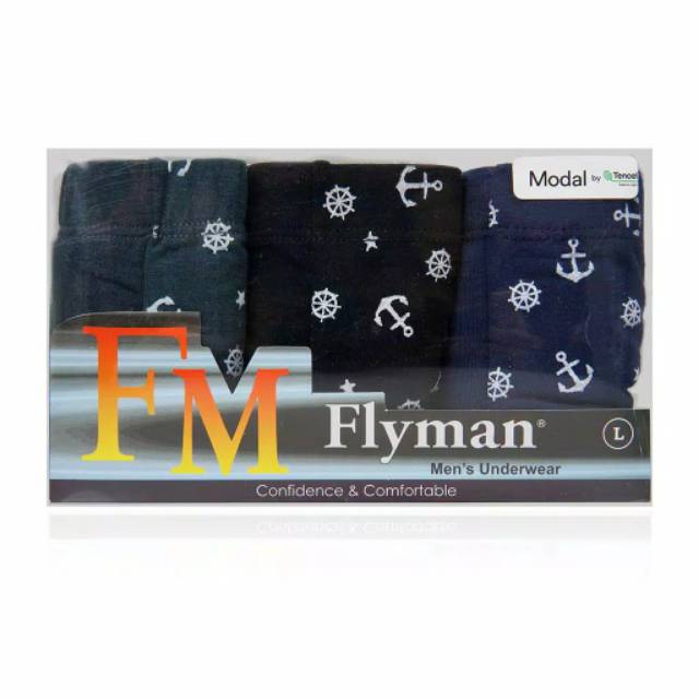 Flyman Celana Dalam Boxer Pria Anchor 3 PCS FM 3167 Pakaian Dalam