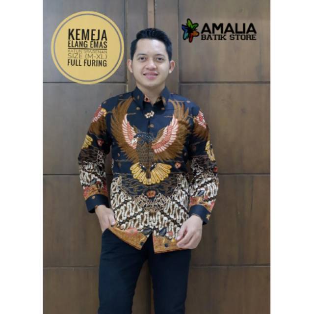 Kemeja Batik Panjang Full Furing Motif Elang Emas