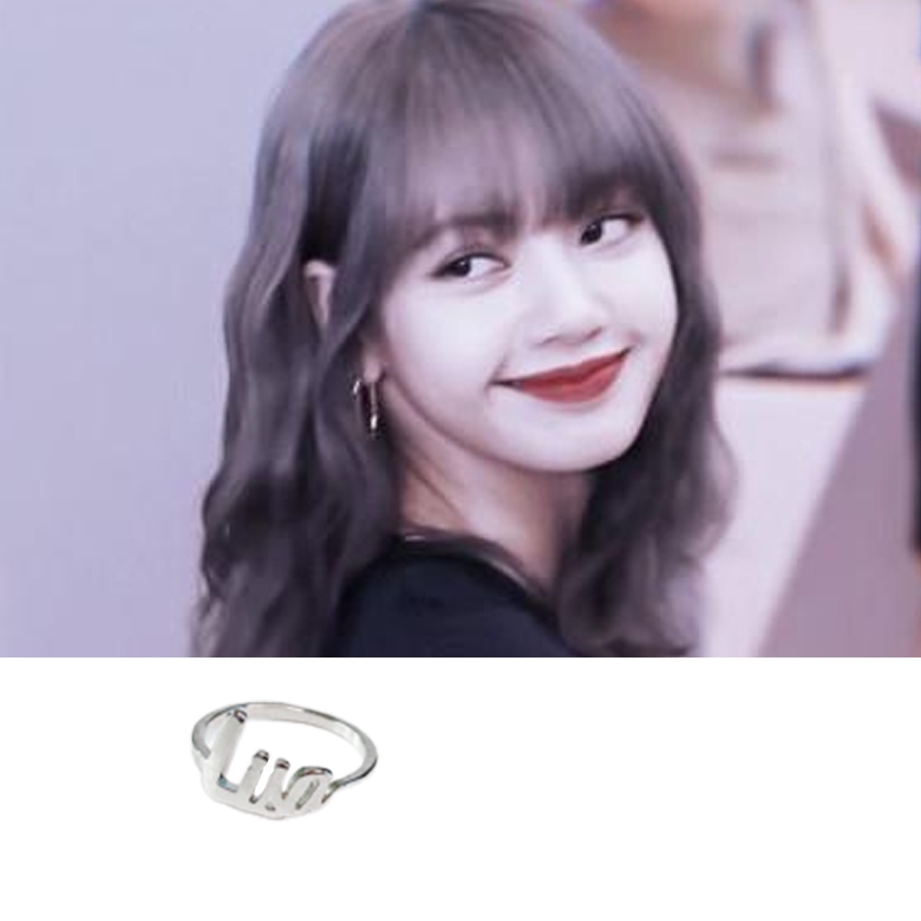 Hu Hu Hu Hu Hu Alat Bantu Pasang Kacamata♡ Cincin Desain Tulisan Blackpink Bahan Alloy Untuk Unisex