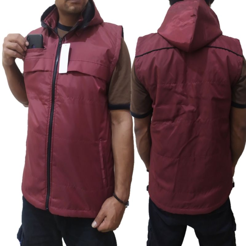 jaket rompi parasut tebal 4 saku resleting dada