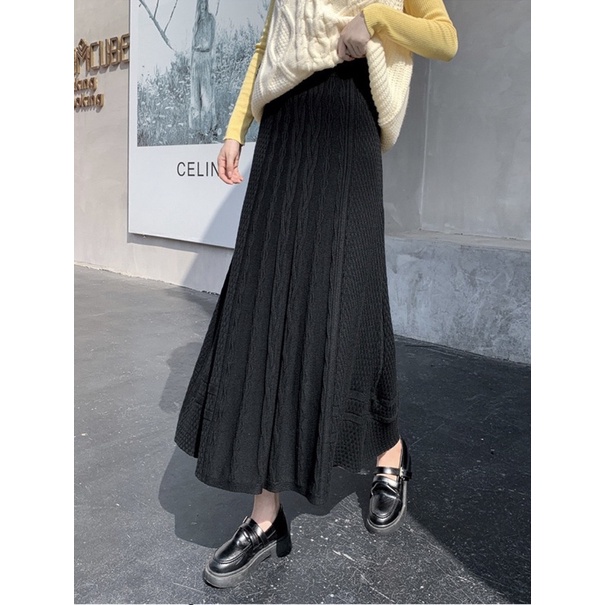 Midi Pleat Knit Skirt Premium ( Rok Rajut Prisket )