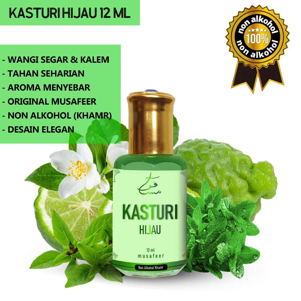 PARFUM SHOLAT KASTURI HIJAU 12 ML PARFUM ARAB NON ALKOHOL KHAMR 100%
