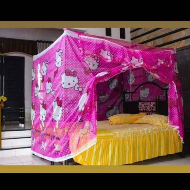 kelambu nyamuk motif hello kitty ukuran 180x200 200x200,250x200 motif berkualitas tebal