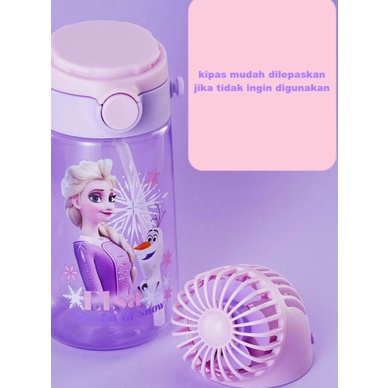 Disney origninal waterbottle straw with fan /botol sedotan dgn kipas WD4452