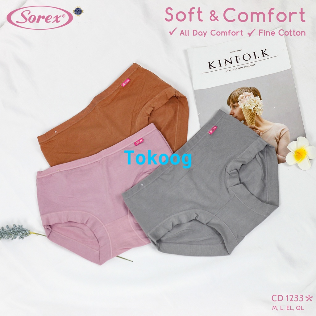 (12PCS) Celana Dalam Karet Besar Katun Sorex Dewasa Comfort Cotton Wanita 1232 M L XL XXL