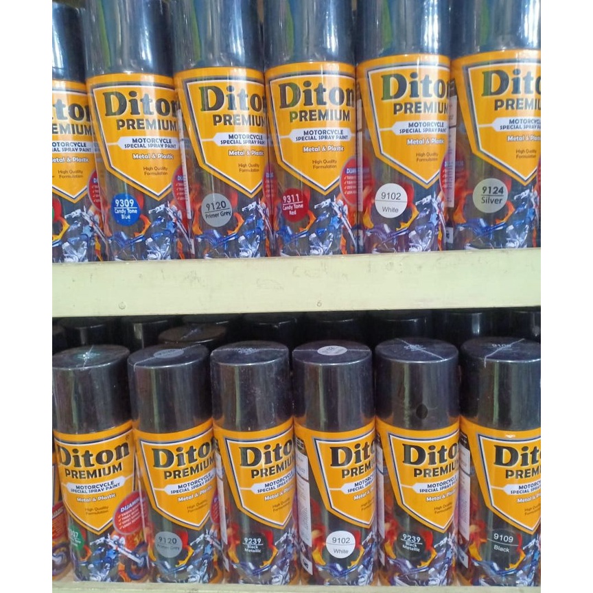 DITON Premium SOLID COLORS Pilok Pilox Cat Semprot DITON Warna Solid (Black White Silver Gold Grey Blue Red Green Yellow and Clear ) 400cc / 400ml