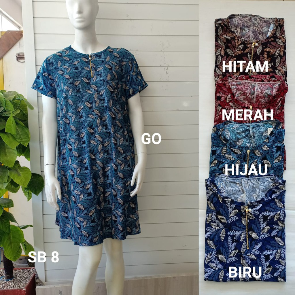 gof SR DASTER/DRESS SUPER JUMBO 2 Wanita Casual Motif Polos Pakaian Perempuan Lengan Pendek