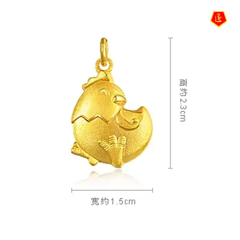 [Ready Stock]3D Gold Necklace Zodiac Rooster Cute All-Match