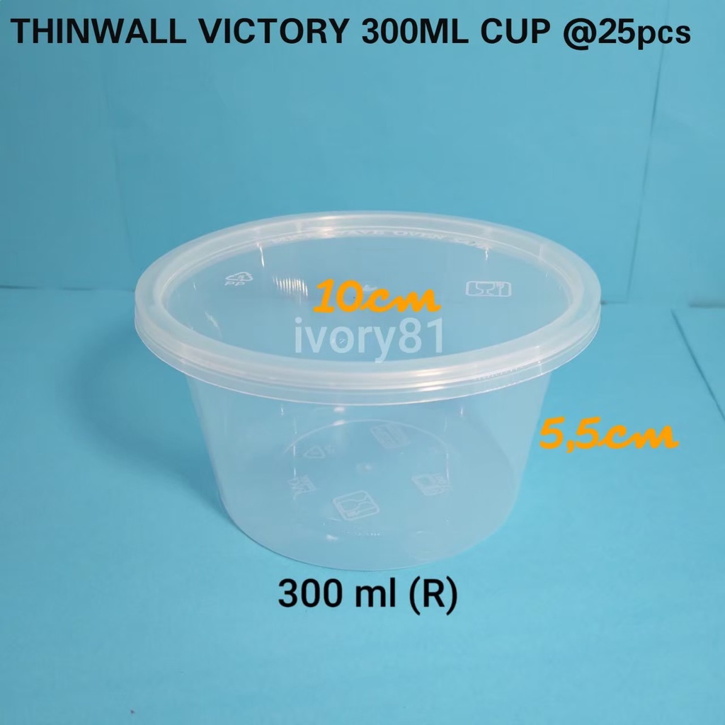 Thinwall food container 300ml VICTORY / Cup salad 300ml/Cup pudding 300ml / Mangkok plastik / Mangko