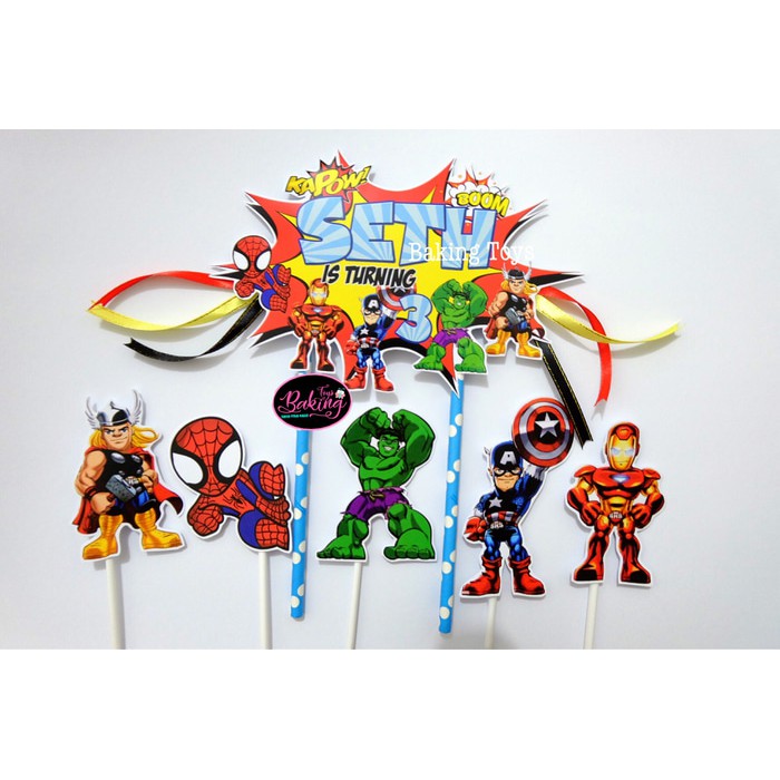 Topper Cake Birthday Avengers Custom