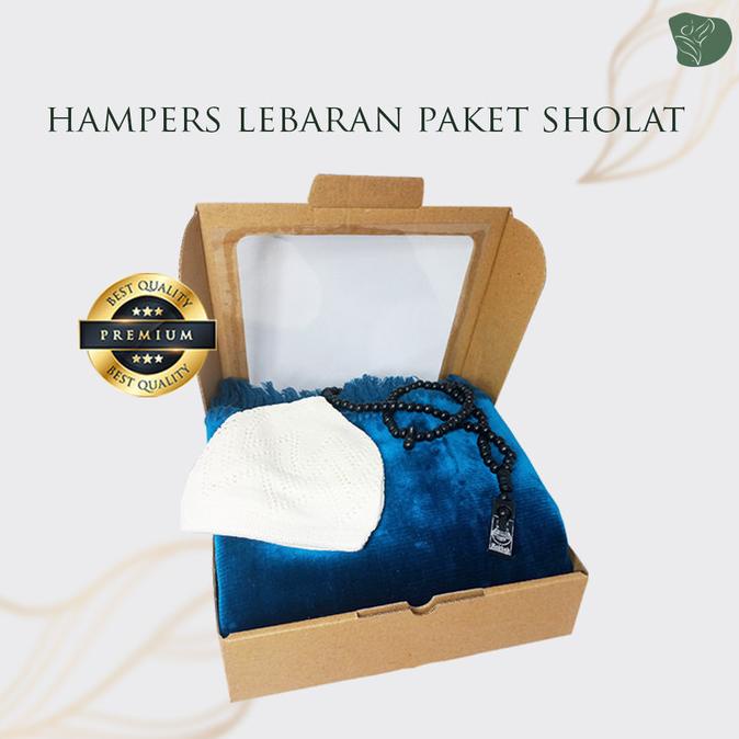 

Hampers Lebaran Perlengkapan Shalat Box 3 in 1 Parsel Lebaran Peci