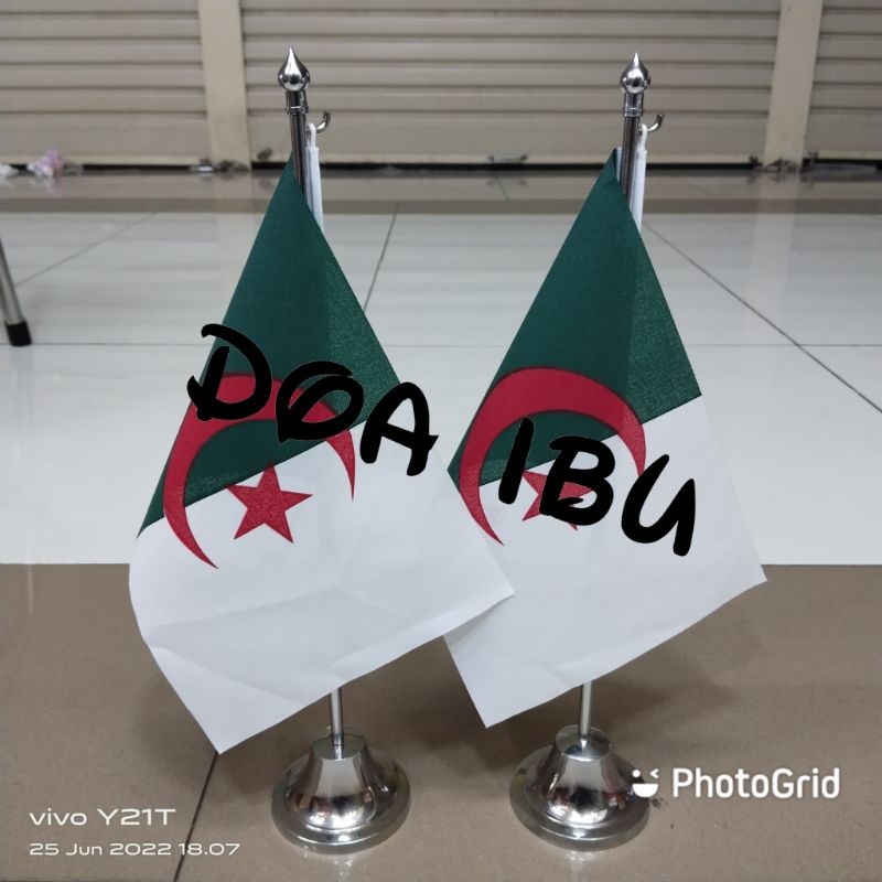 

best seller tiang stenlis meja+bendera AL-JAZAIR ready stock
