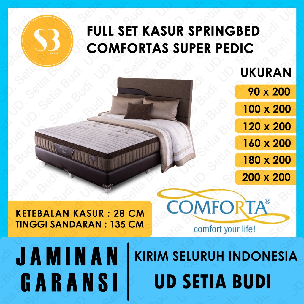 Full Set Kasur Comforta Springbed Super Pedic 200x200 180x200 160x200 120x200 100x200 90x200