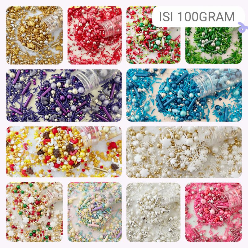 

Springkle 100gr Trimit Mutiara Biru Emas Putih GBB-0402