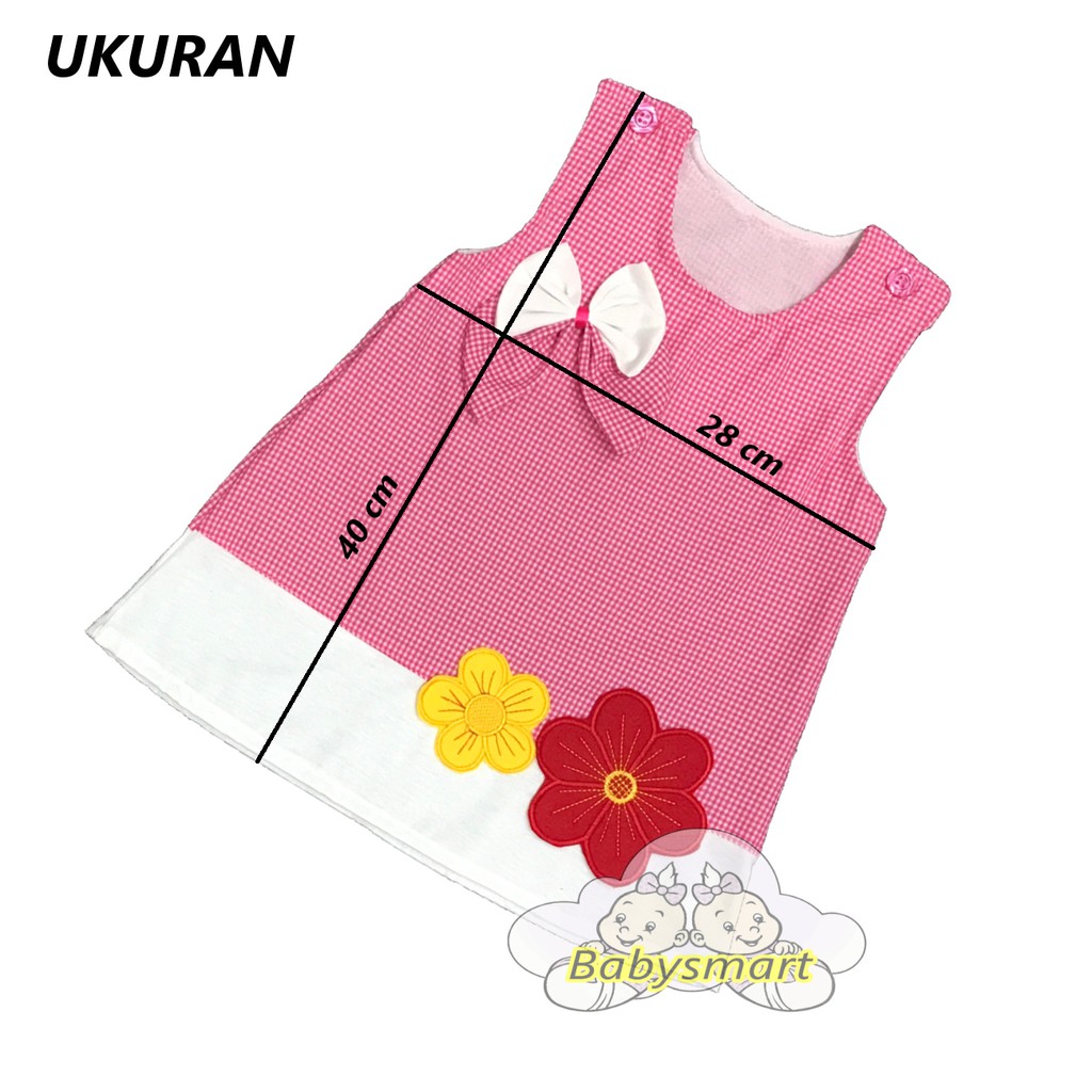 Babysmart - Dress Baju bayi/Anak Perempuan motif 2 BUNGA PLANET KIDS usia 0 -12 bulan / Pakaian anak