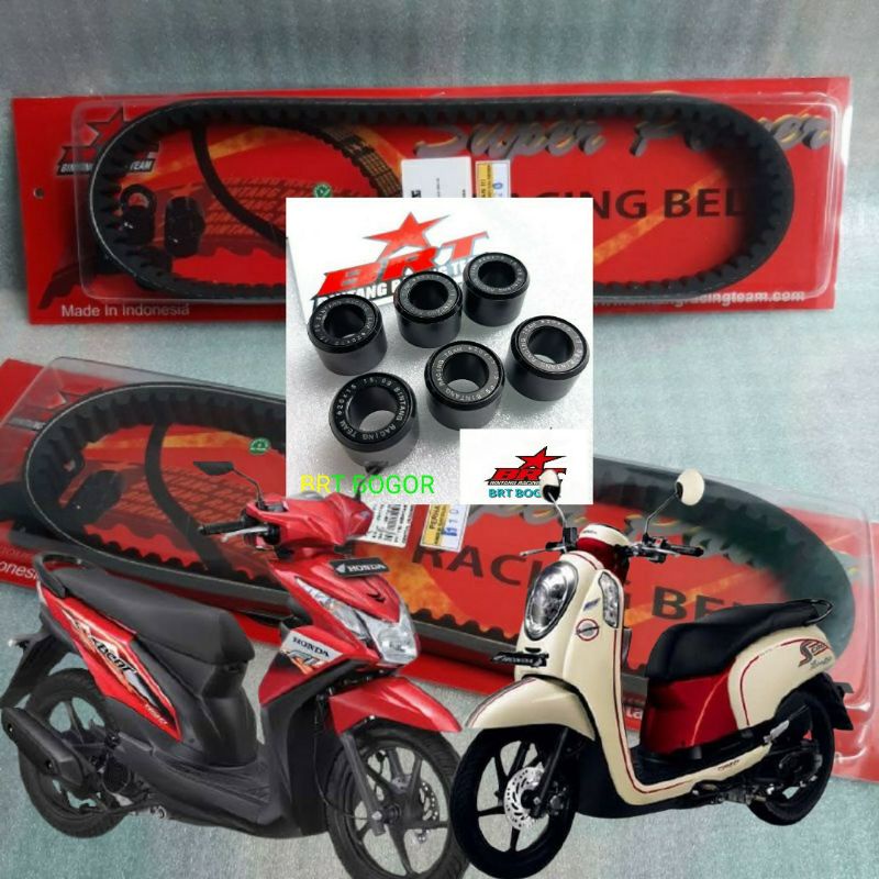 V BELT &amp; ROLLER SET BRT BEAT FI Vanbelt V belt Drive belt Set belt Venbelt Beat fi stater kasar Roller BRT Honda beat fi stater kasar Scopy fi stater kasar Spacy fi Loler roler vanbelt Roller loler rorer v belt drivbelt honda beat fi stater kasar