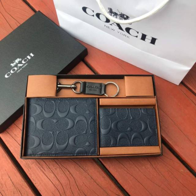 Coach Men Double Billfold Wallet In Signature Canvas /ORI