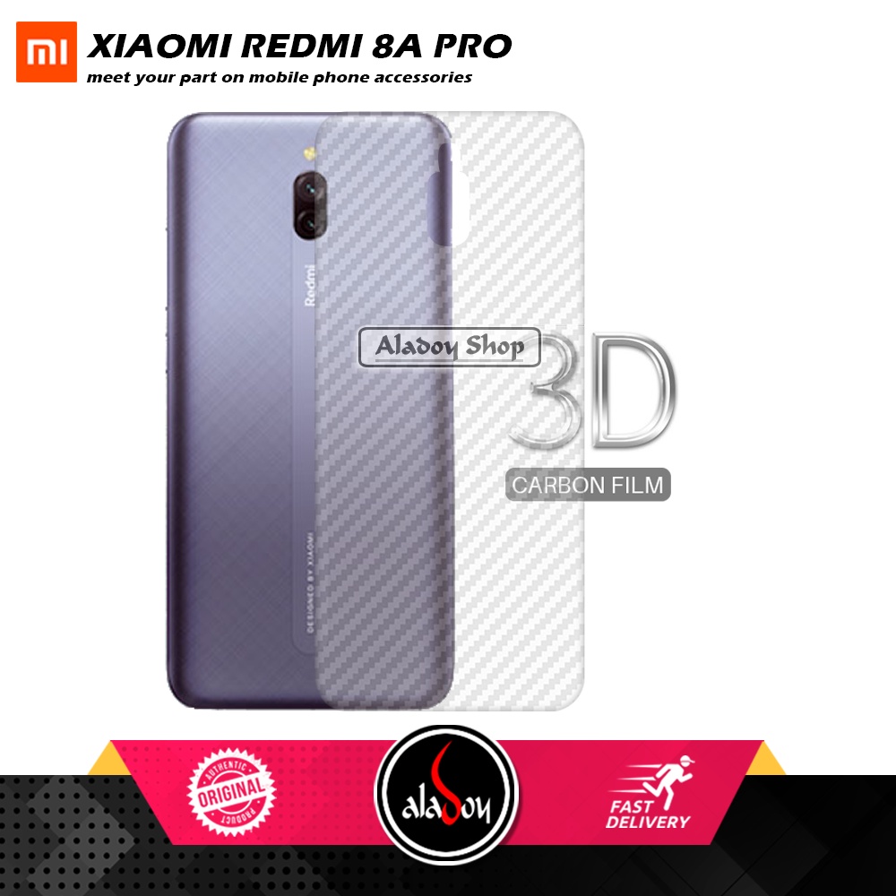 PAKET 3 IN 1 Tempered Glass Layar Xiaomi Redmi 8A Pro Free Tempered Glass Camera dan Skin Carbon