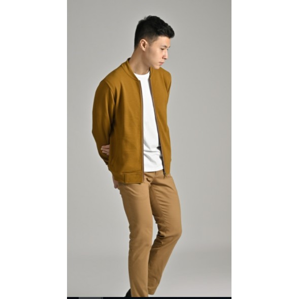 OTTOMAN BOMBER JAKET LIGHT BROWN BLACK SIZE L BY MALE.ID