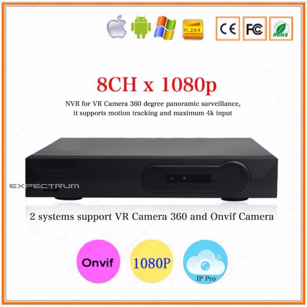 8 CHANNEL 2 SYSTEM NVR VR Cam 360 Fisheye panorama bisa utk VR Camera 360 Camera Onvif R82