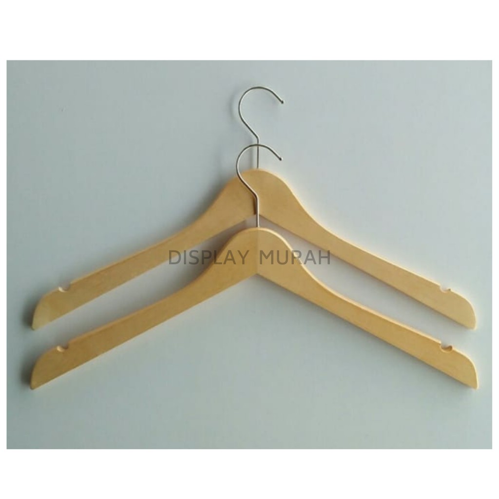 Gantungan Baju Kayu Natural Premium/Wooden Hanger Natural - BH