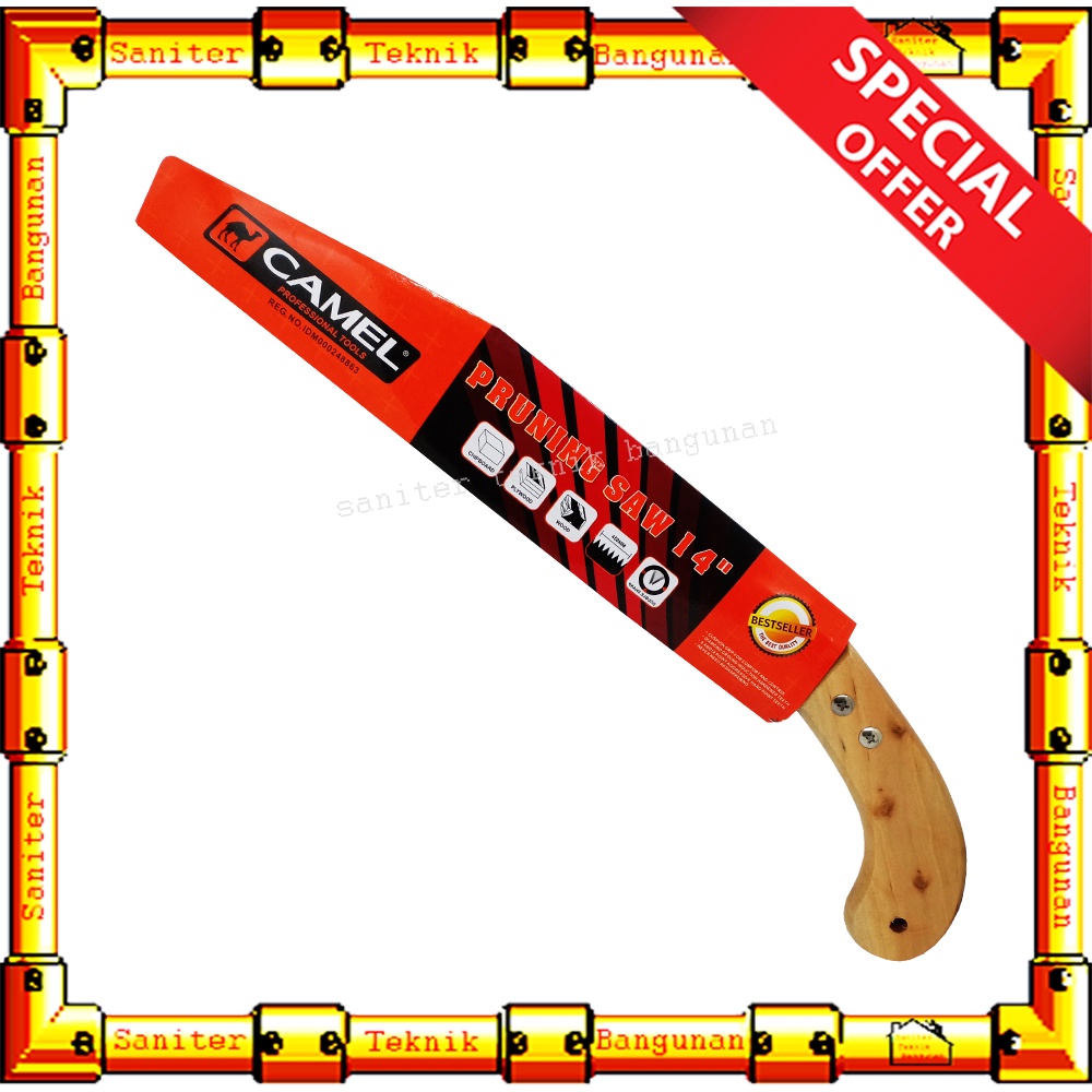 Gergaji Dahan Pruning Saw Gagang Kayu 14 Inch Camel