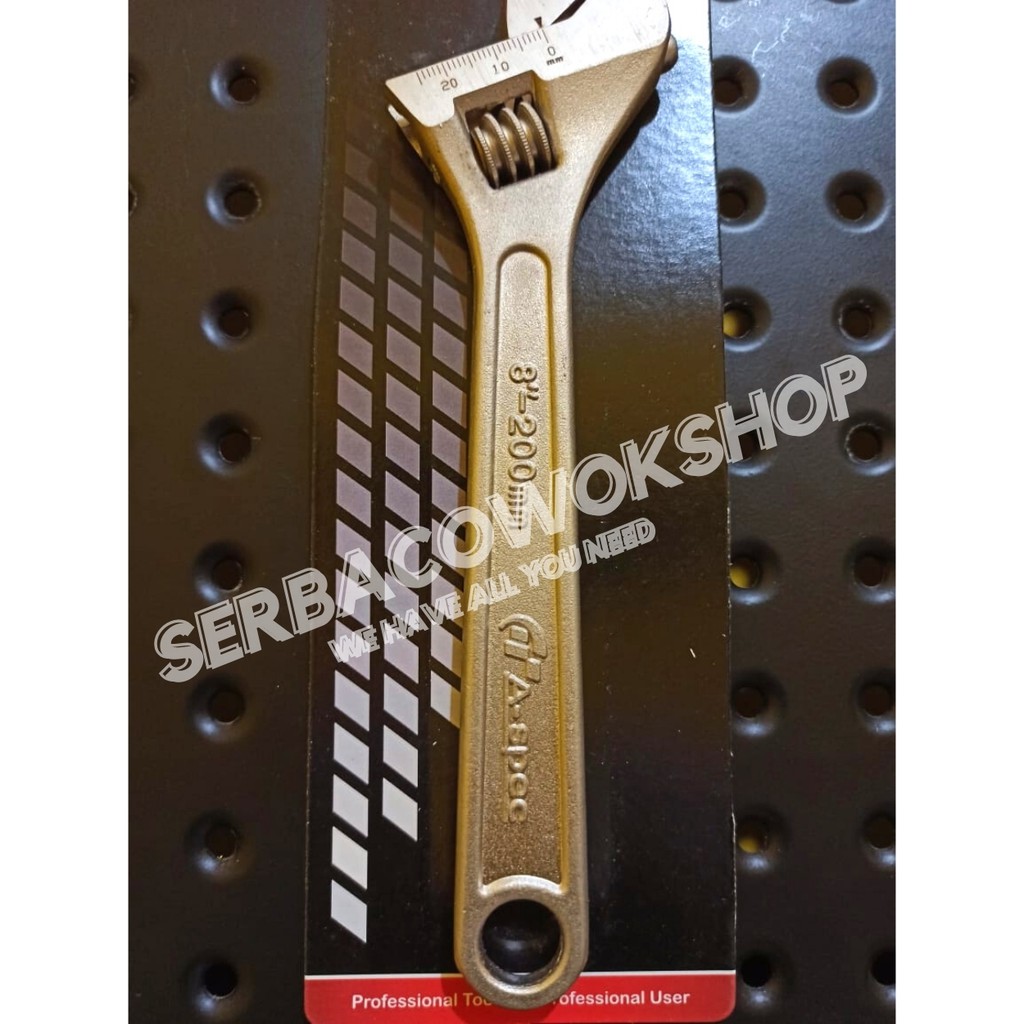 A-SPEC Kunci Inggris 8 Inch Inci Kunci Bago 200 mm Chrome Termurah Berkualitas